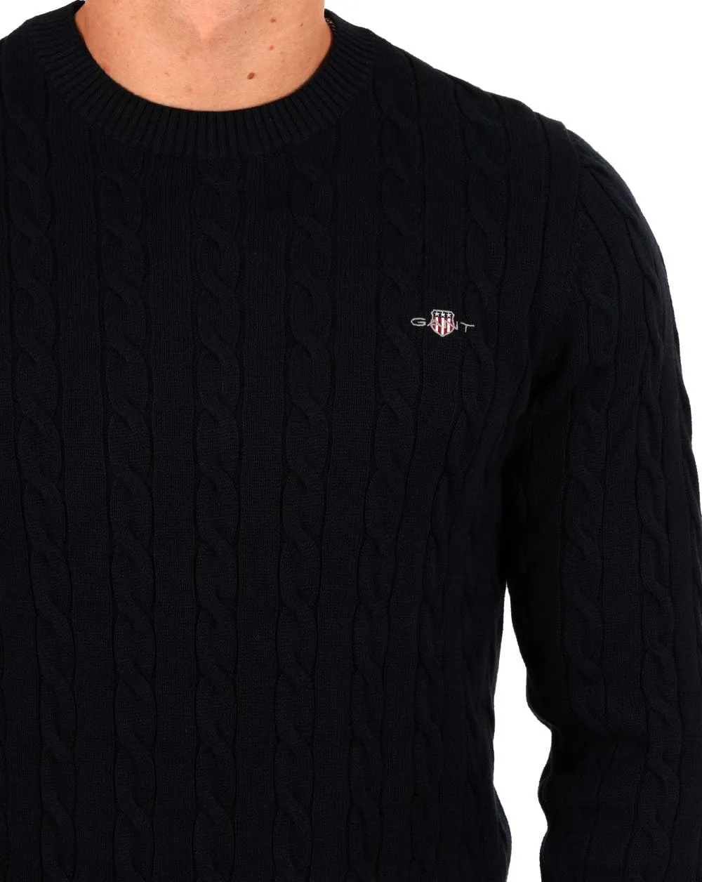 Gant Cable Knit Jumper Navy Blue