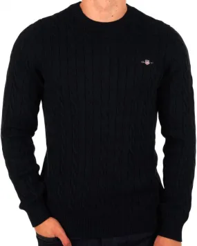 Gant Cable Knit Jumper Navy Blue