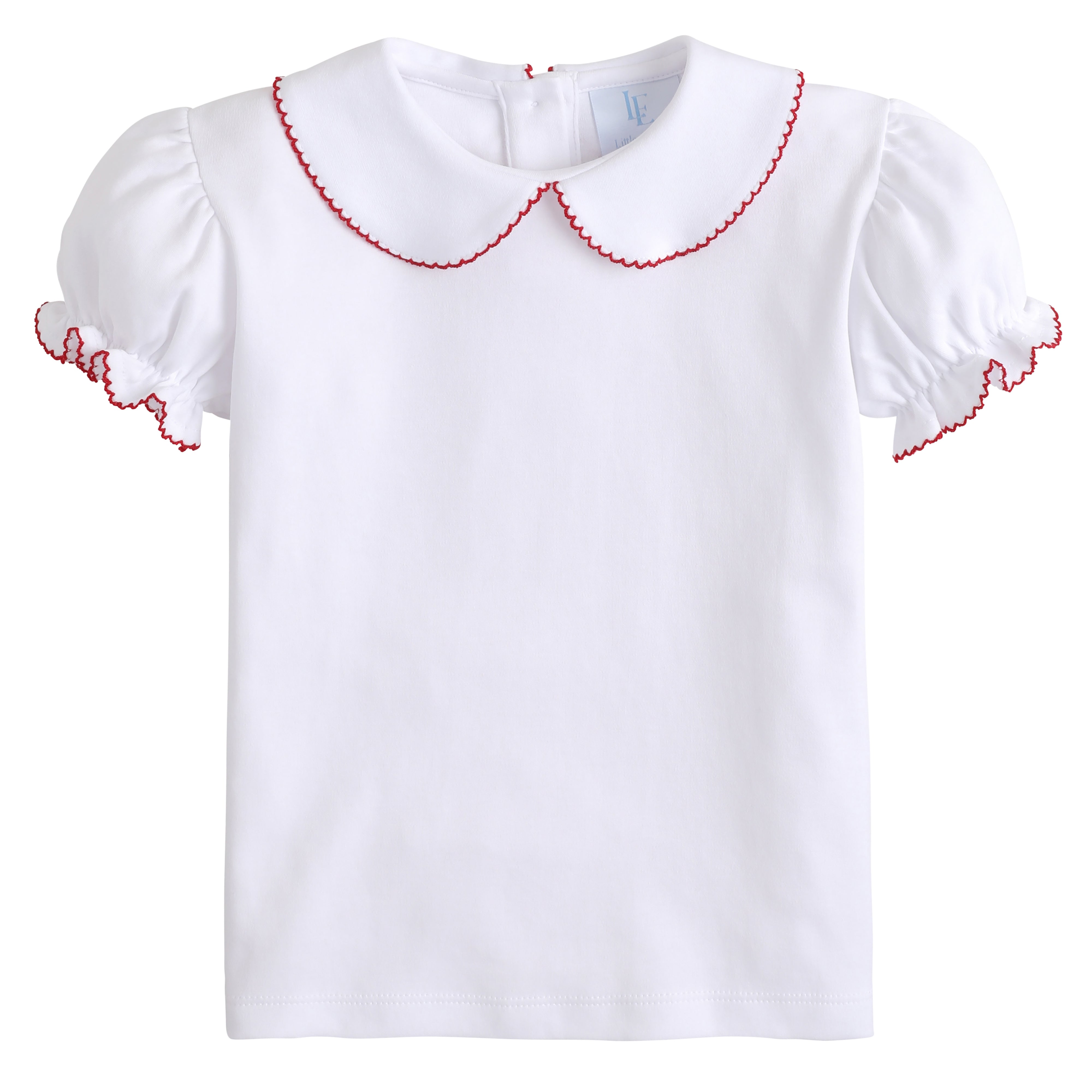 Girl's Short Sleeve Peter Pan Blouse - Red