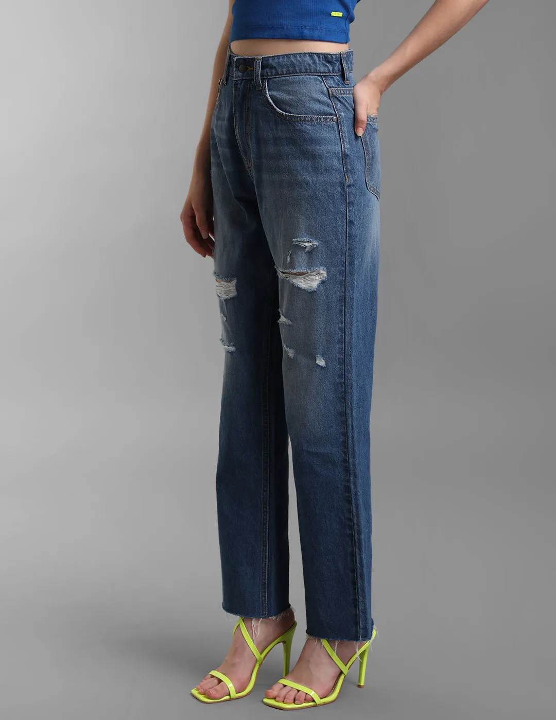 High Rise Straight Fit Denim