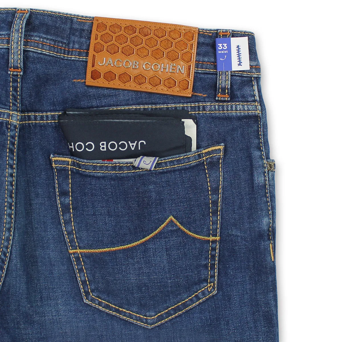 Jacob Cohen - Nick Slim Fit Tan Badge Jeans