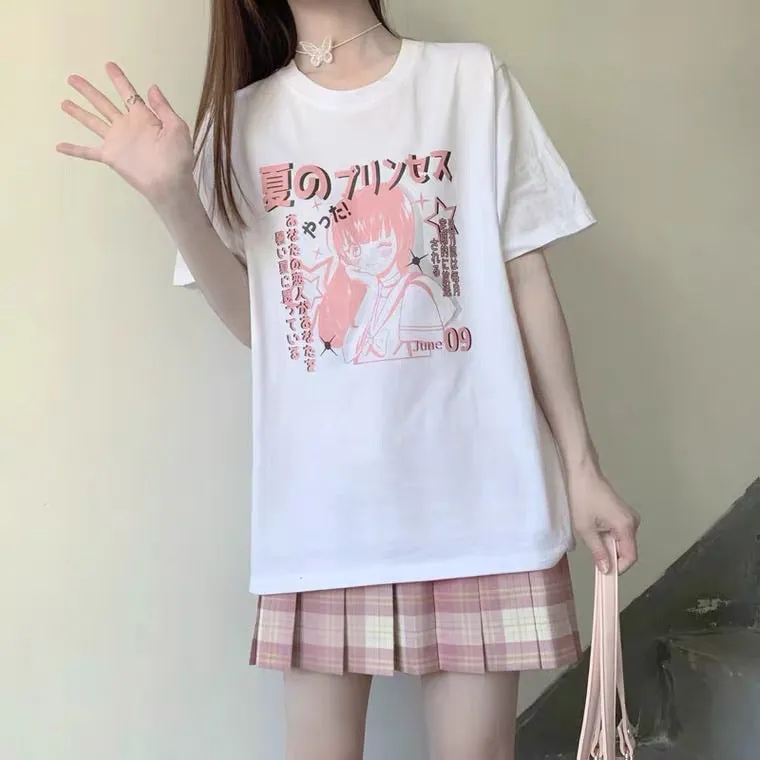 JAPANESE CUTE SOFTGIRL PRINTING OVERSIZE T-SHIRT BY50070