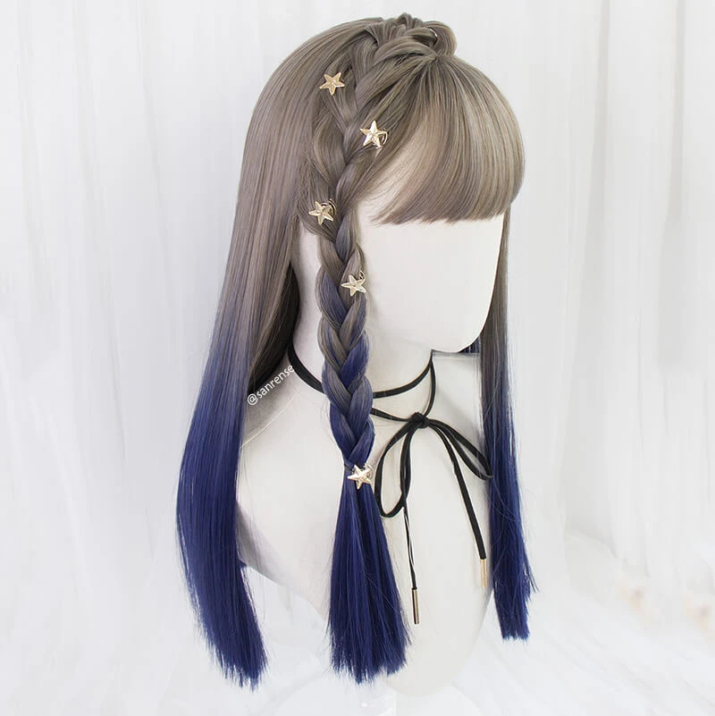 JK Gray Blue Gradient Wig AD20001