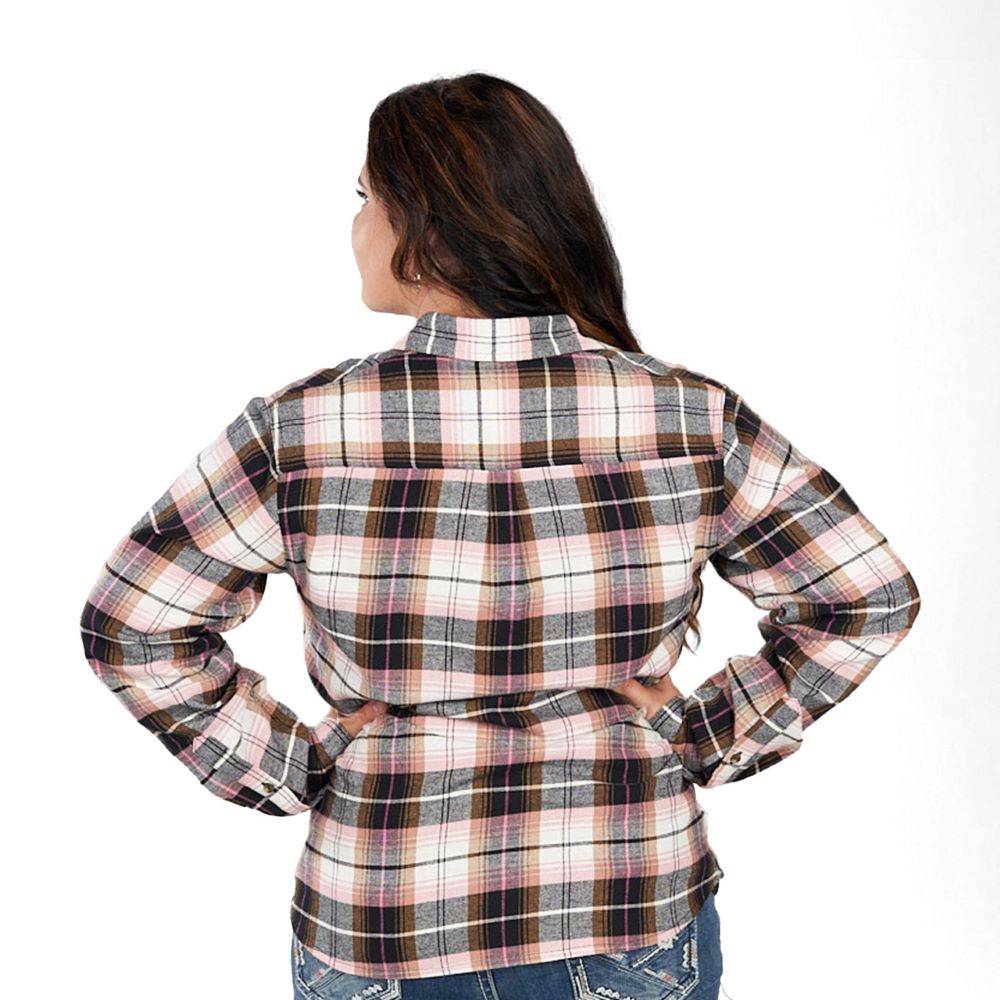 'KEY' Women's River Edge Flannel Button Down - Rose Vale Plaid