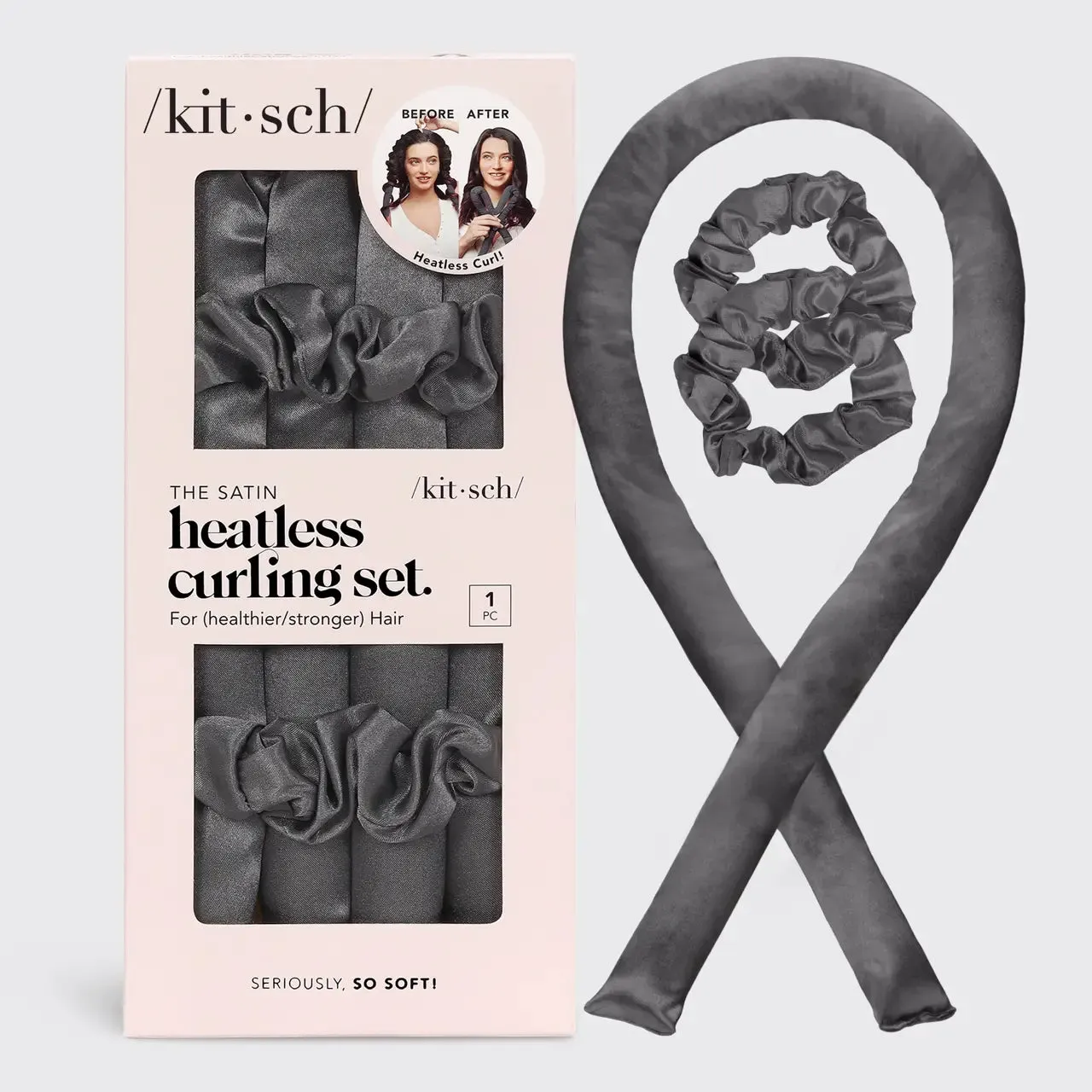 Kitsch | Satin Heatless Curling Set - Charcoal