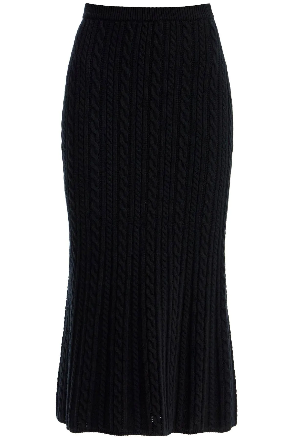 knitted midi skirt with cable knit FABX3870 K4392 BLACK