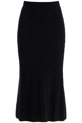 knitted midi skirt with cable knit FABX3870 K4392 BLACK