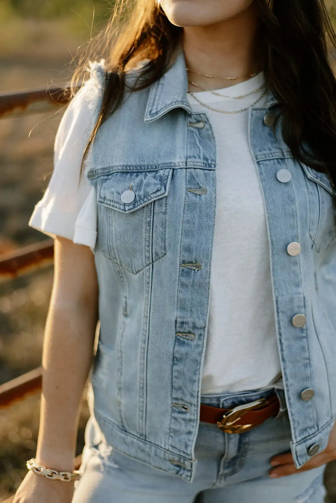 Light Wash Denim Vest