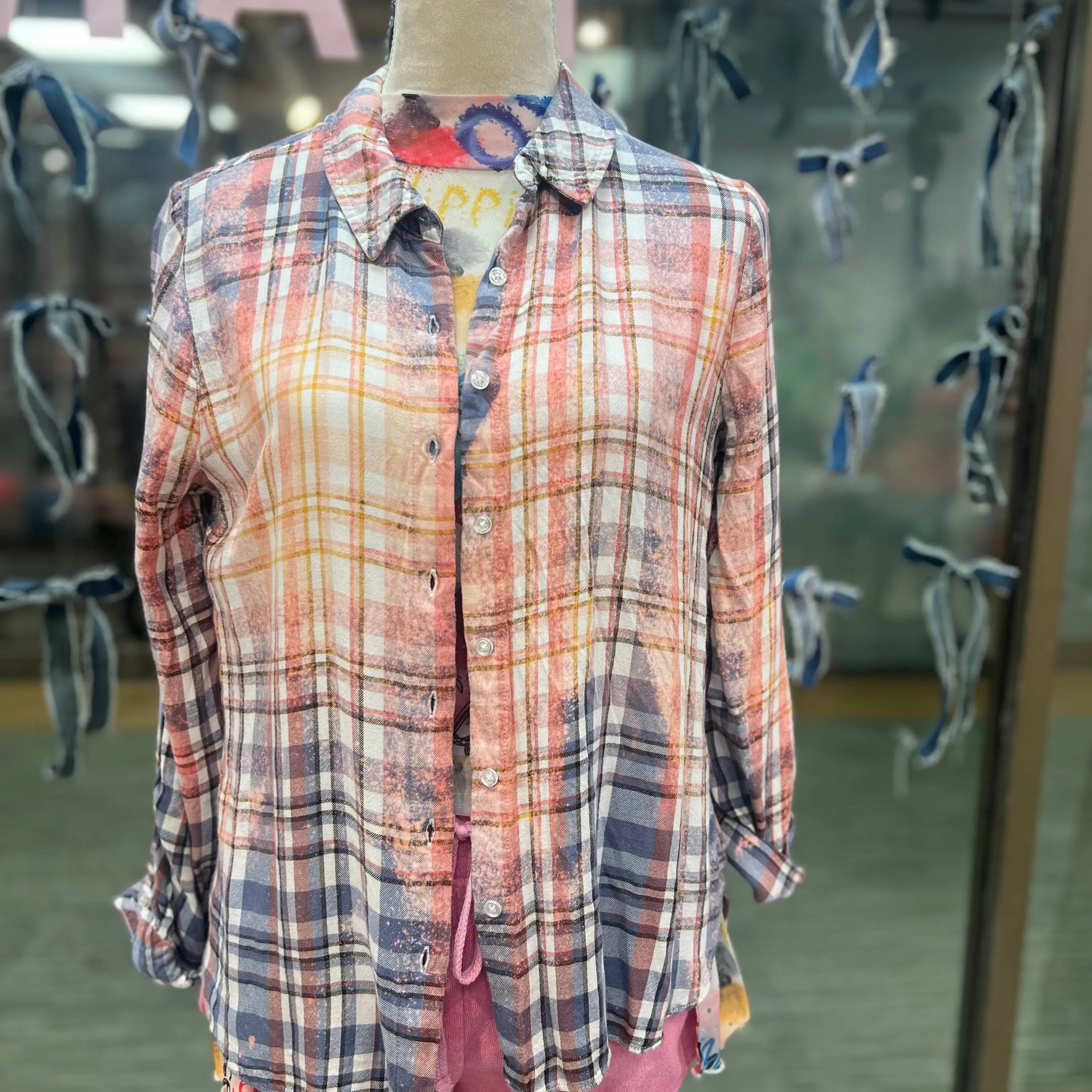 Lightweight Plaid Button up -Small