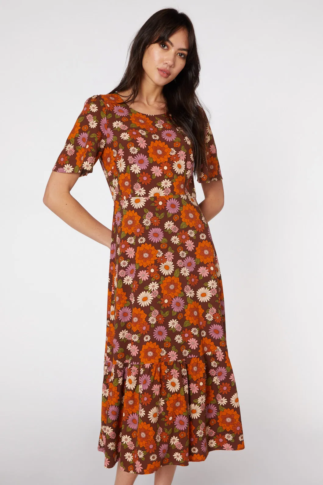 Lindy 70S Floral Midi Dress