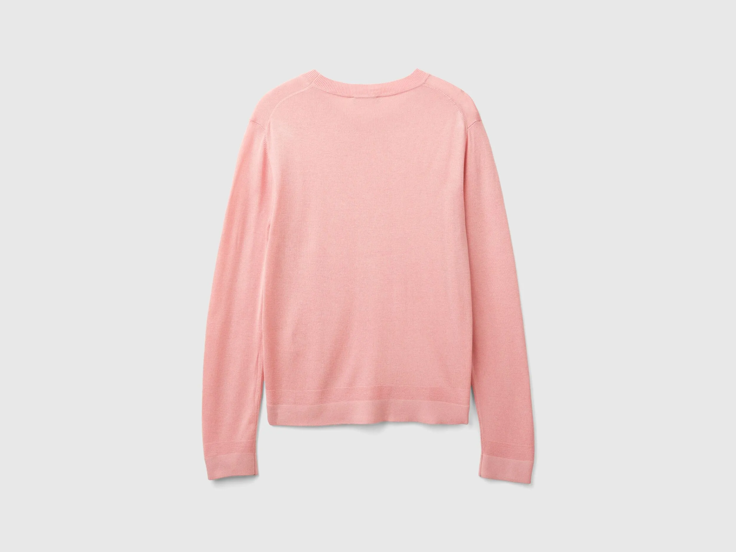 Long sleeve sweater in silk blend - Pink | Benetton