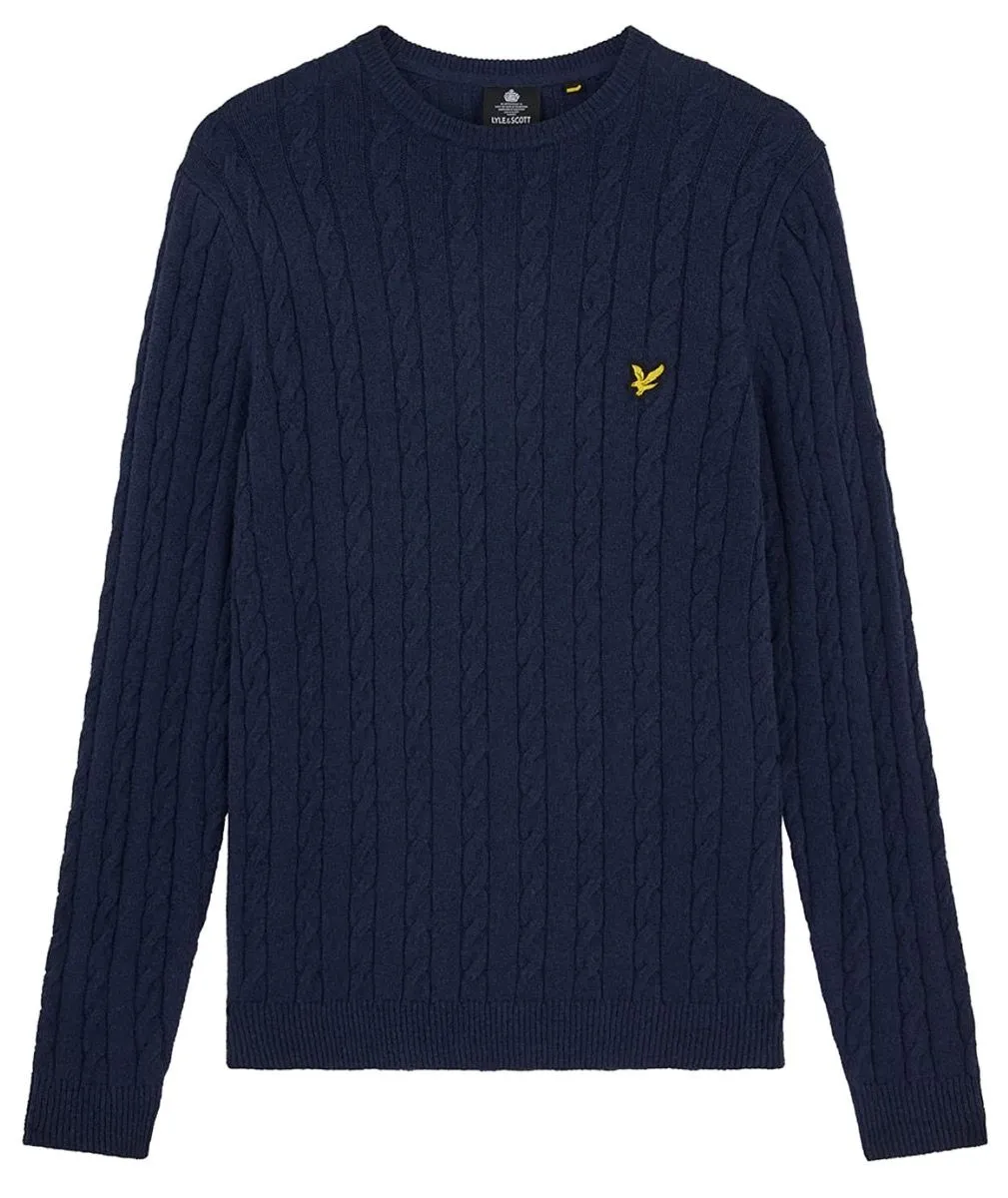 Lyle & Scott Cable Knit Crew Neck Jumper Dark Navy Marl