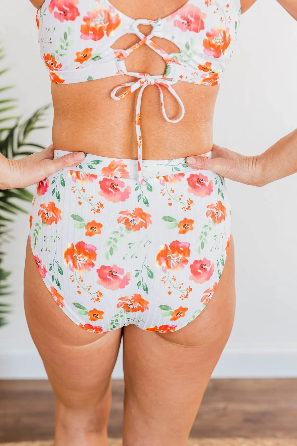 Making Waves High-Rise Swim Bottoms- Orange Floral