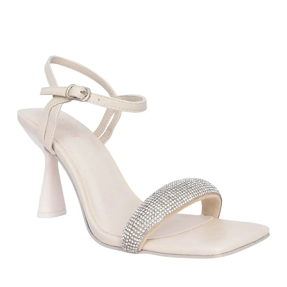 Menbur White Fluted Heel Square Toe Sandals