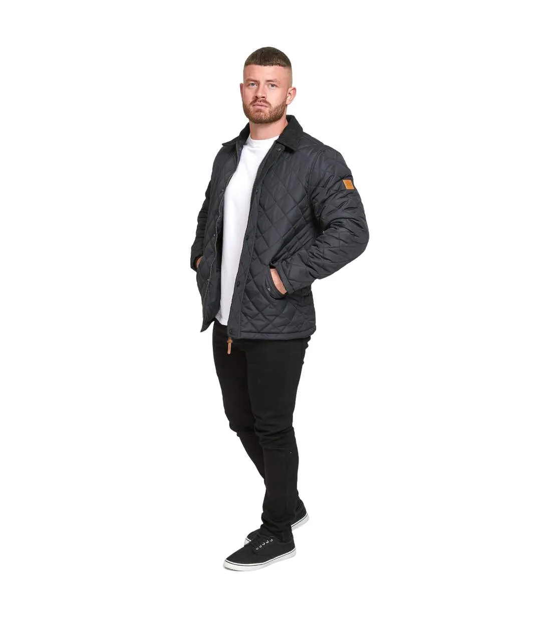 Mens matias d555 quilted corduroy kingsize jacket black Duke