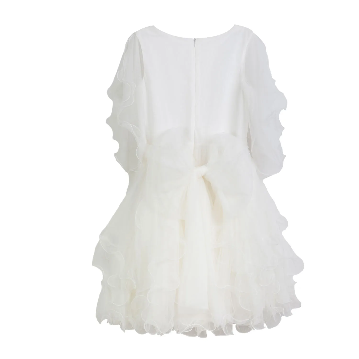 Mimilú Milky White Tulle Dress With Flounces