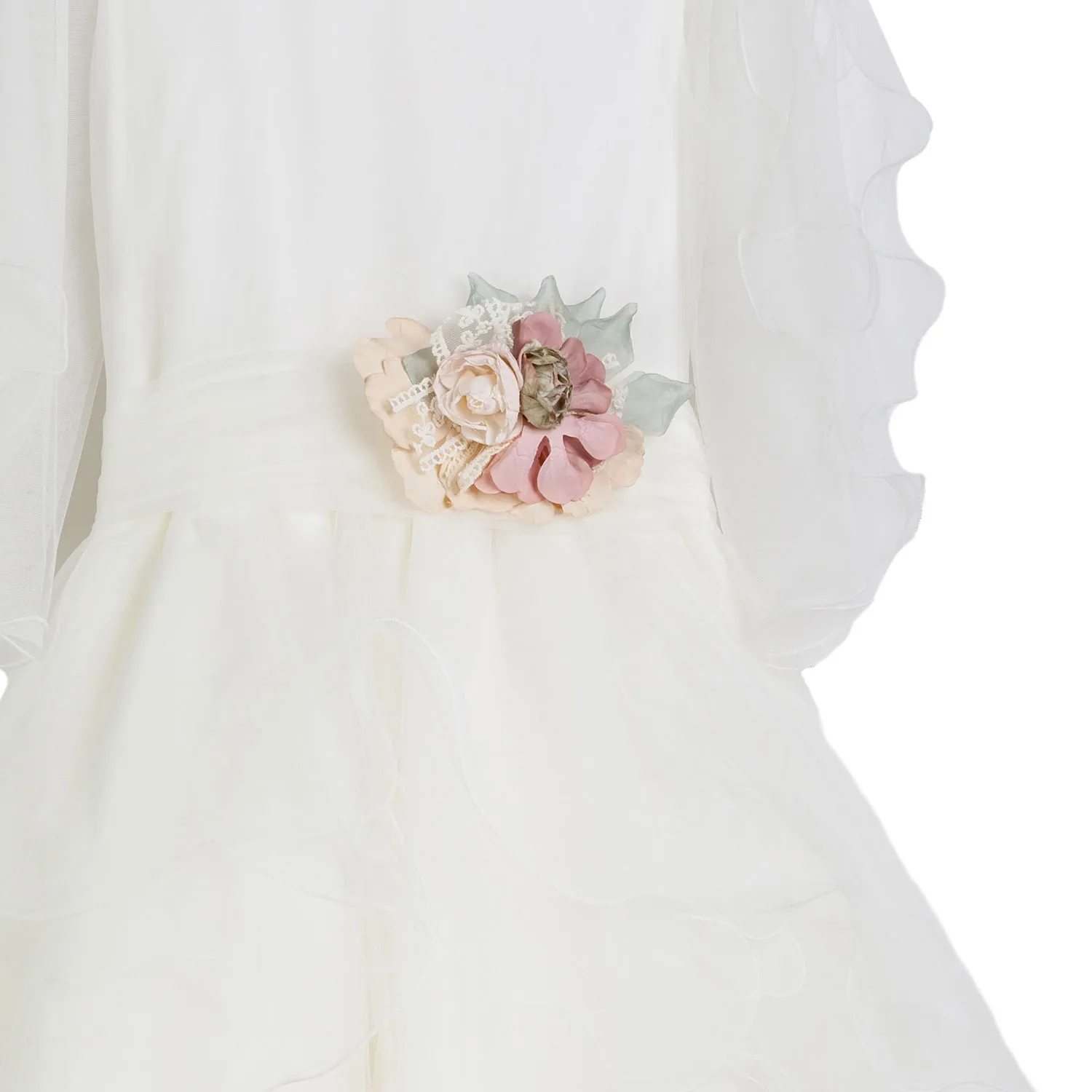 Mimilú Milky White Tulle Dress With Flounces