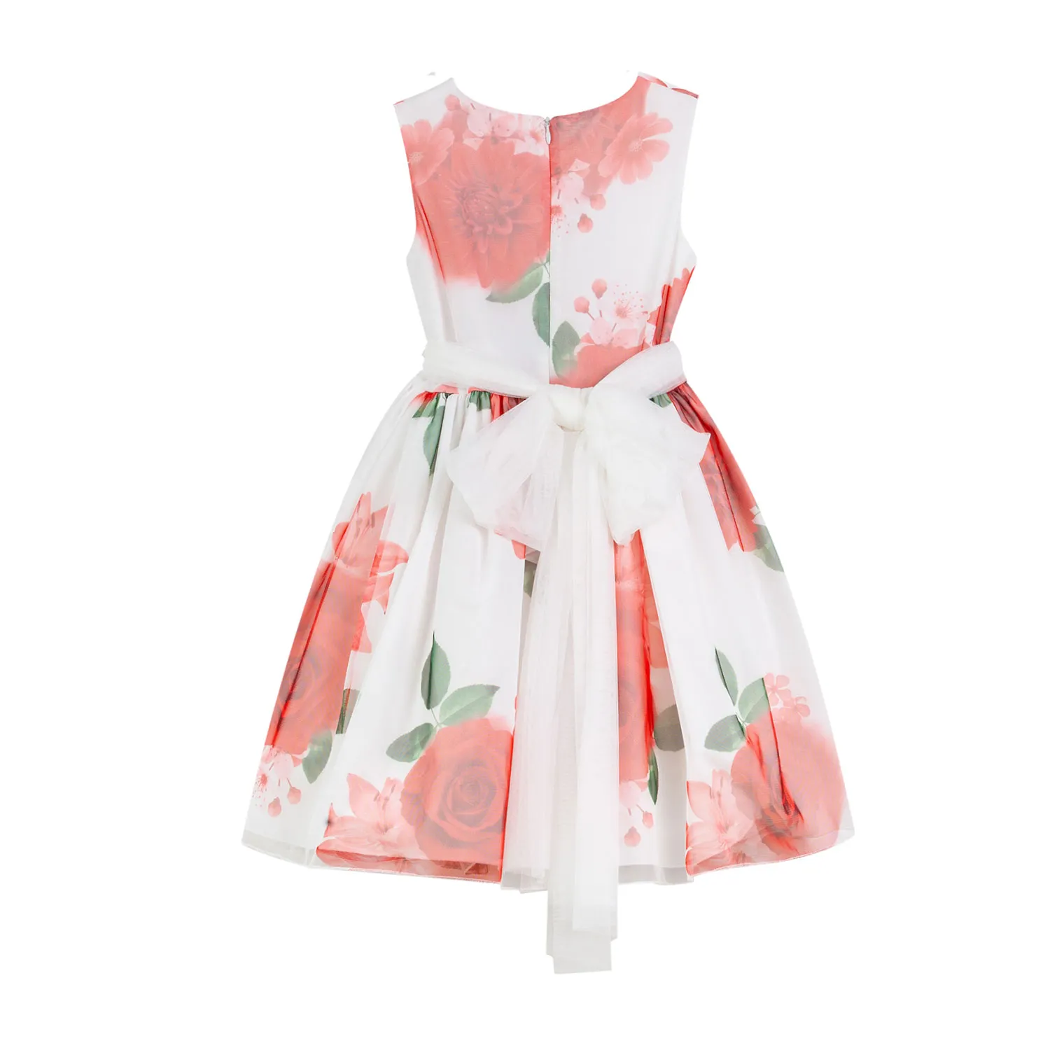 Mimilú White And Red Floral Tulle Dress