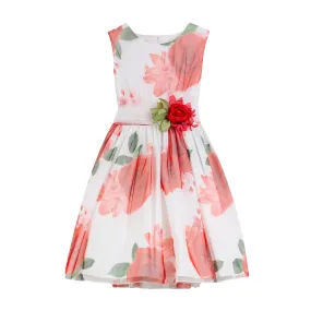 Mimilú White And Red Floral Tulle Dress