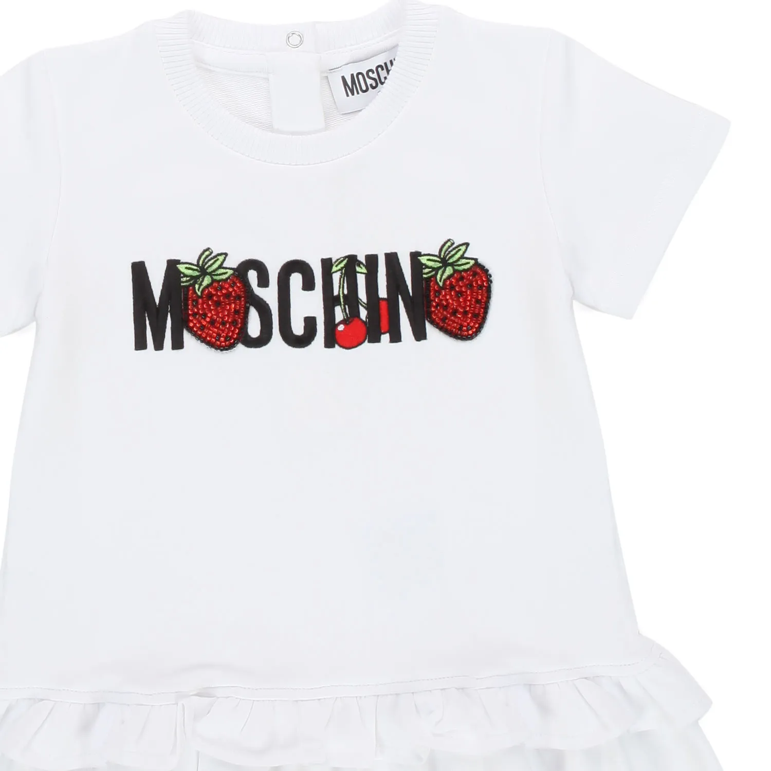 Moschino Logo White Dress For Baby Girl