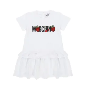 Moschino Logo White Dress For Baby Girl