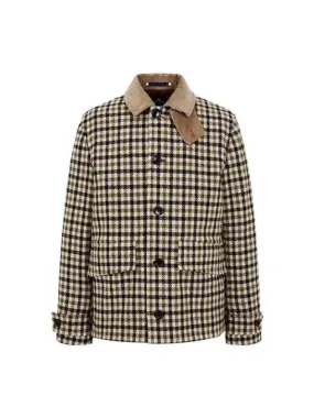 Overseas Station Season Big Chance 8 18 PS Corduroy Collar Check Jacket Dark Beige 270454