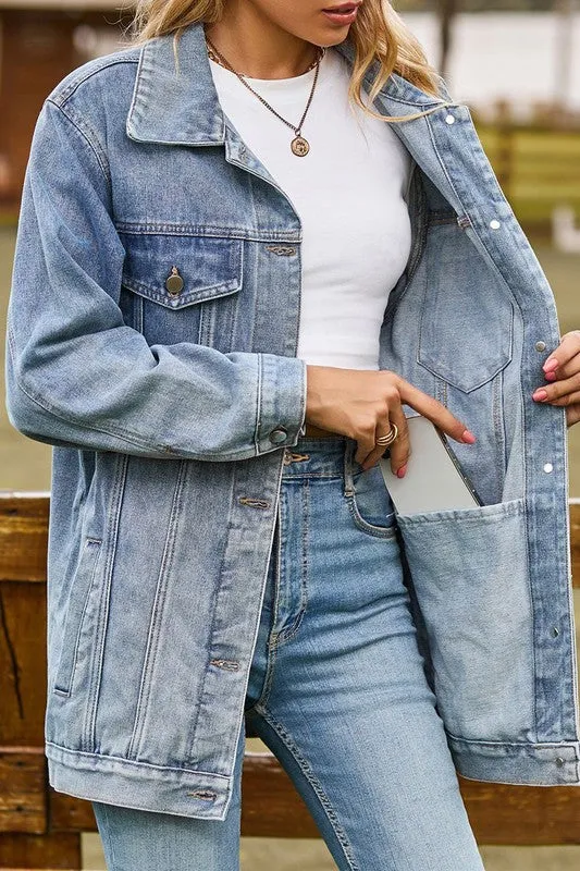 Oversized Button Up Dandy Denim Jacket