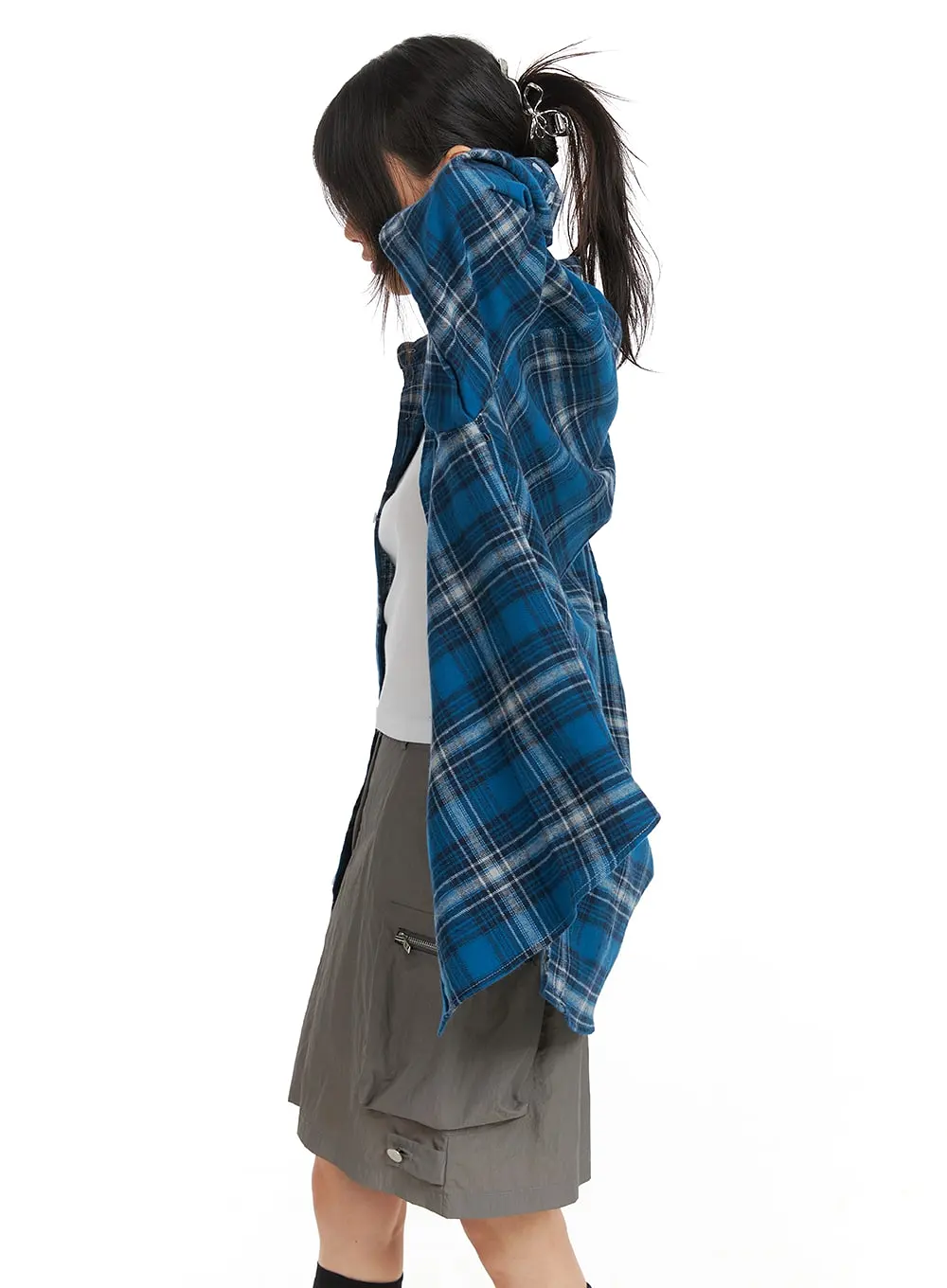 Oversized Checkered Button-Up CM413