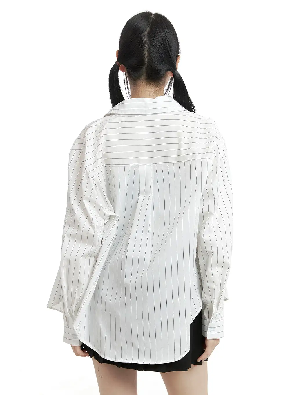 Oversized Striped Button-Up Long Sleeve OM426