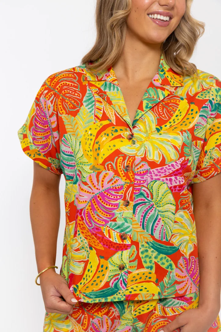 Palm Banana Button Up Top