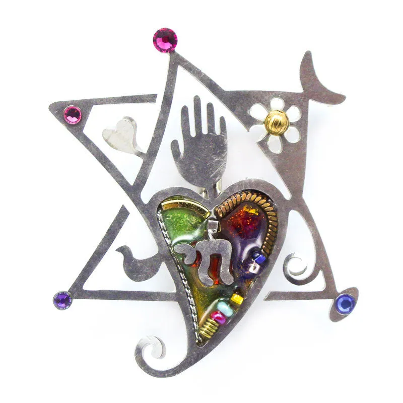 Peace and Love Star Of David Pin