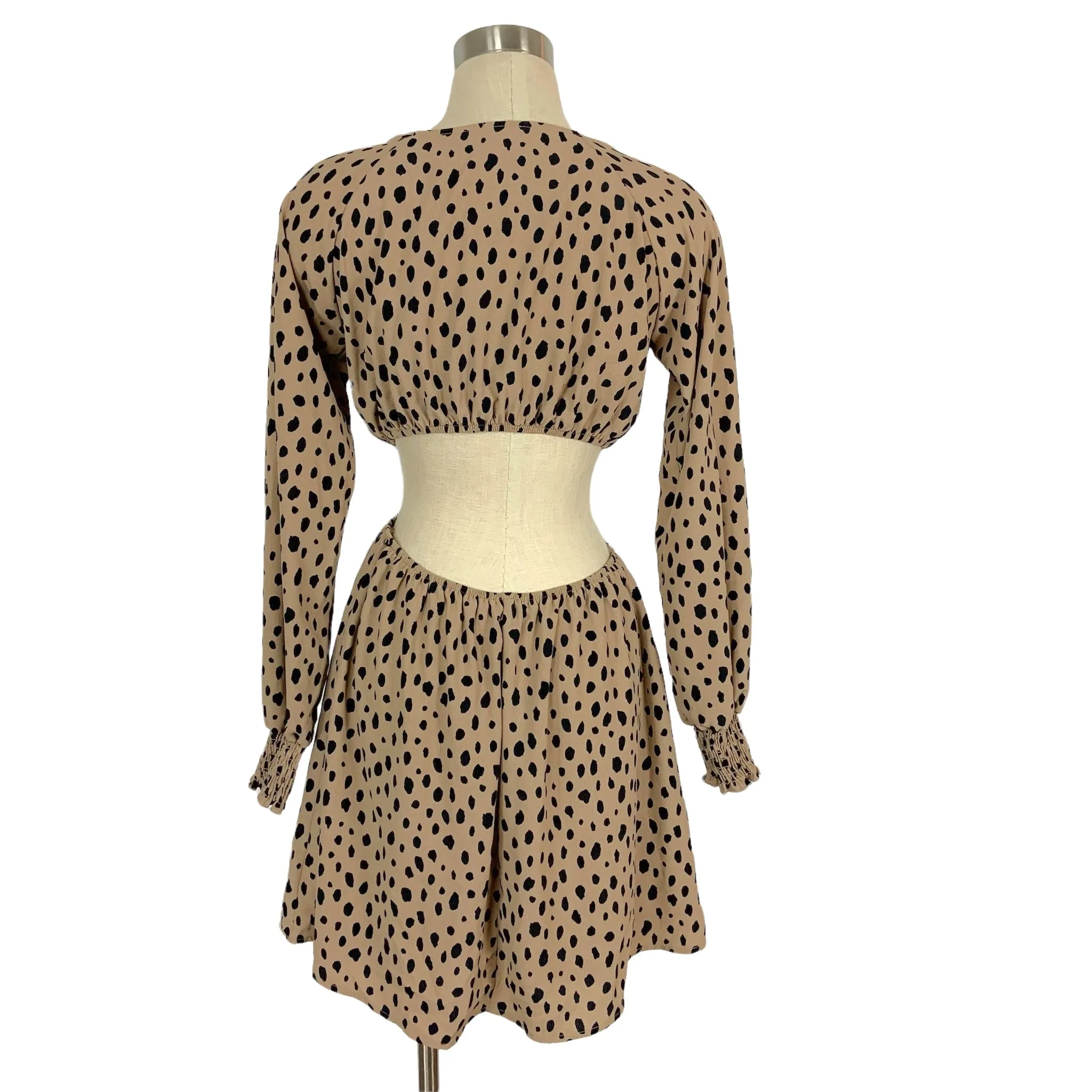 Peach Love Mocha Animal Print Side and Back Cut Out Dress- Size S