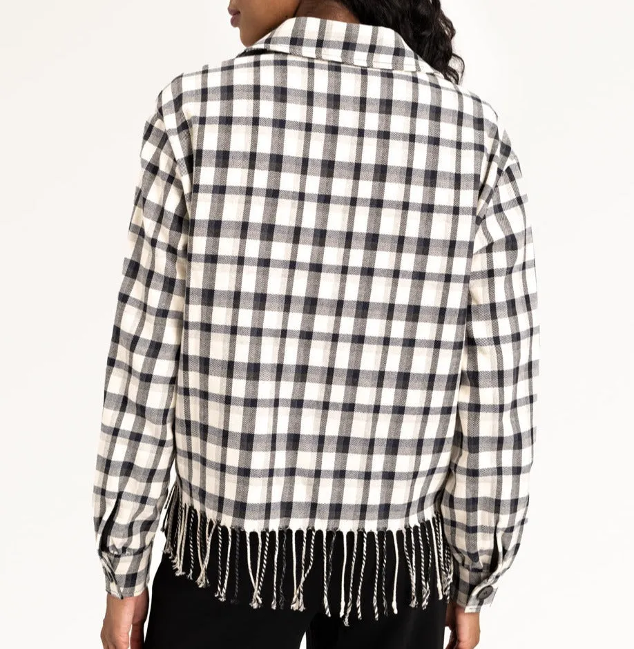 Plaid Fringe Jacket