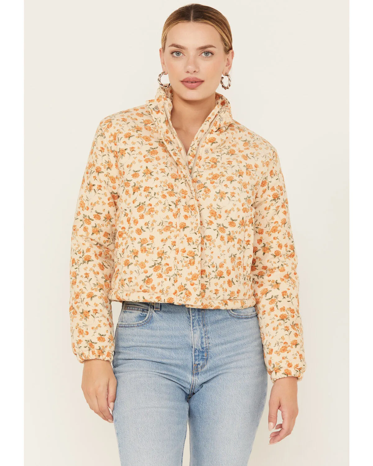 Product Name:  Sadie & Sage Women's Marigold Fields Floral Print Corduroy Puffer Jacket