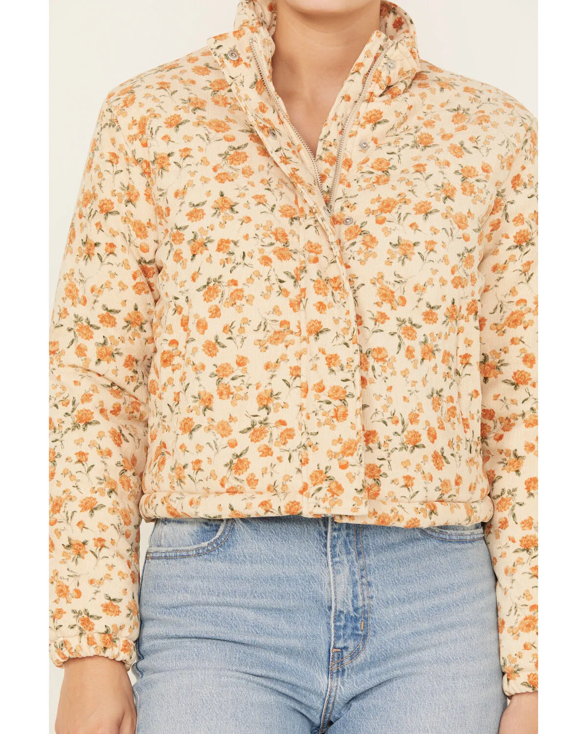 Product Name:  Sadie & Sage Women's Marigold Fields Floral Print Corduroy Puffer Jacket