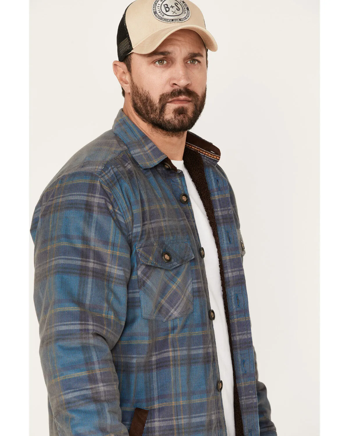 Product Name:  Sculy Men's Plaid Print Corduroy Sherpa Lined Button Jacket