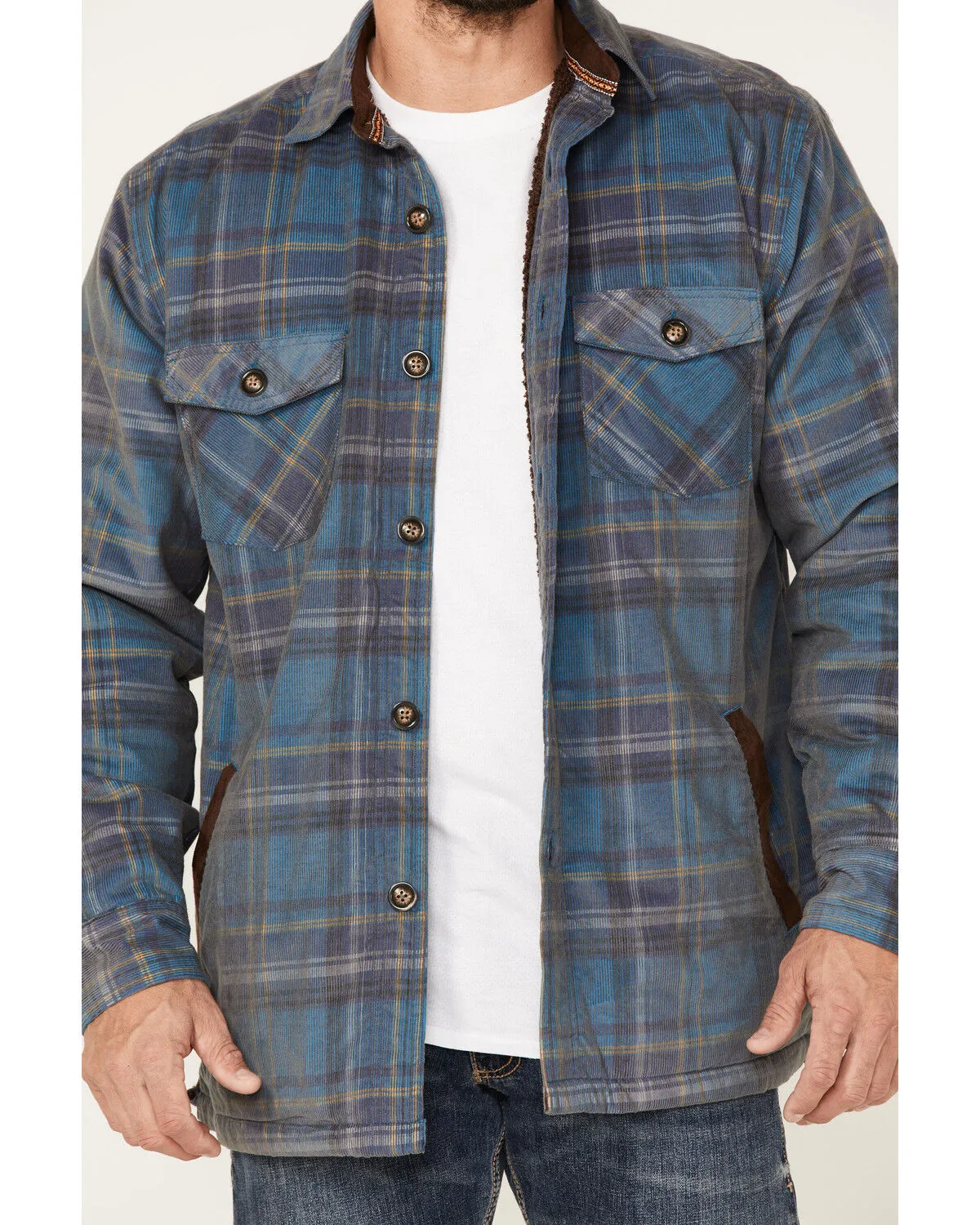 Product Name:  Sculy Men's Plaid Print Corduroy Sherpa Lined Button Jacket