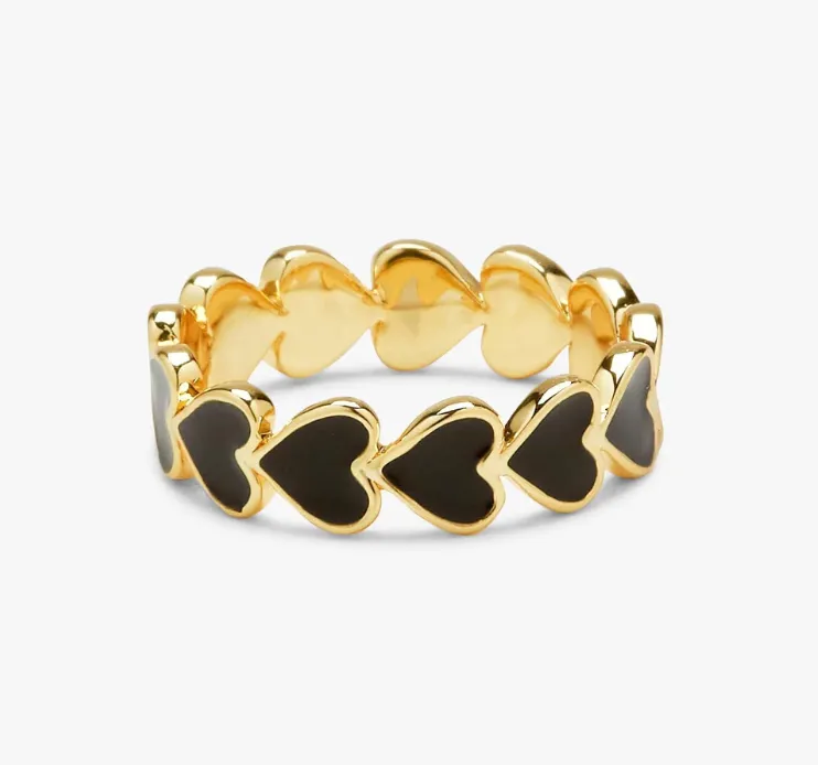 Puravida LOVE Hearts Gold and Black Band Ring