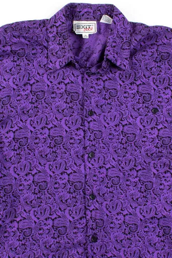 Purple Paisley Rayon Button Up Shirt