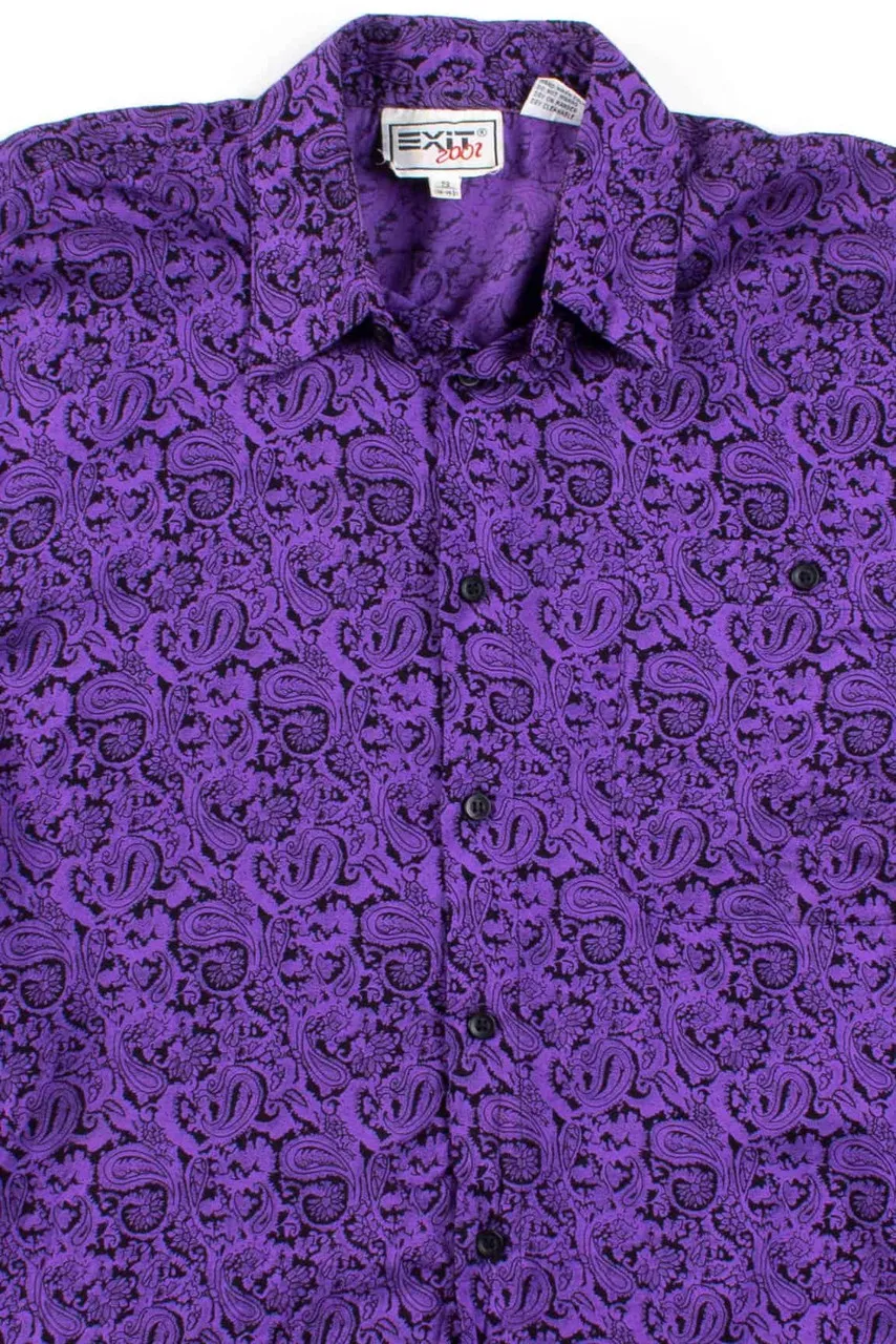 Purple Paisley Rayon Button Up Shirt