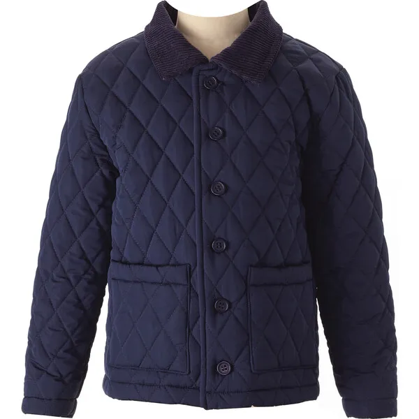 Rachel Riley Corduroy Collar Over-Sized Button Quilted Jacket, Navy