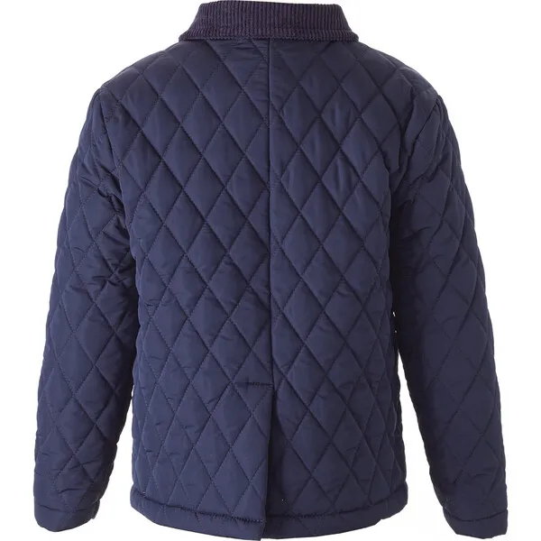 Rachel Riley Corduroy Collar Over-Sized Button Quilted Jacket, Navy