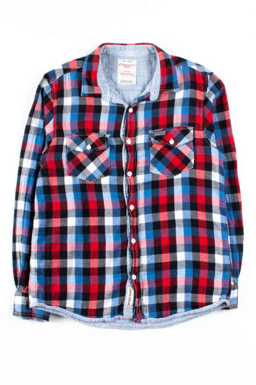 Red, White, & Blue Plaid Button Up Shirt