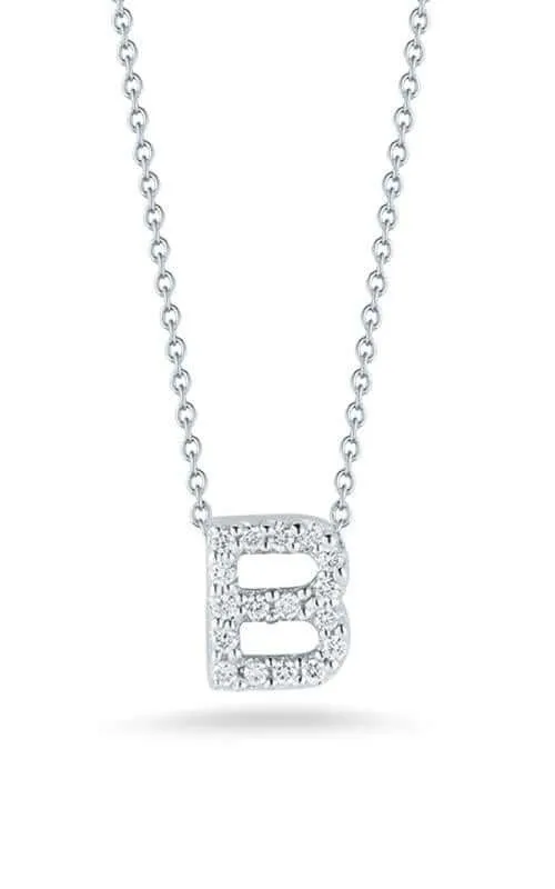 Roberto Coin Love Letter B Pendant White Gold and Diamonds (001634AWCHXB)