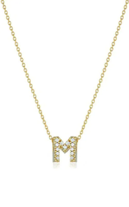 Roberto Coin Love Letter M Pendant Yellow Gold and Diamonds 001634AYCHXM