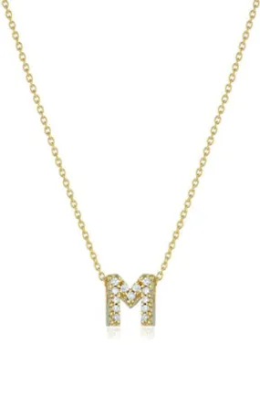 Roberto Coin Love Letter M Pendant Yellow Gold and Diamonds 001634AYCHXM