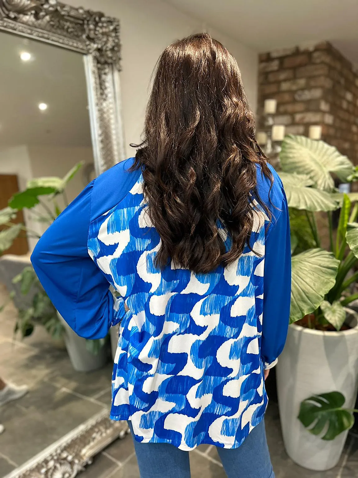 Royal Blue Sketch Print Blouse Abby