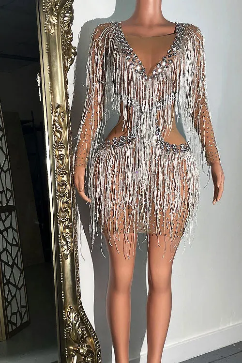 Saturn Diamante Tassel Dress