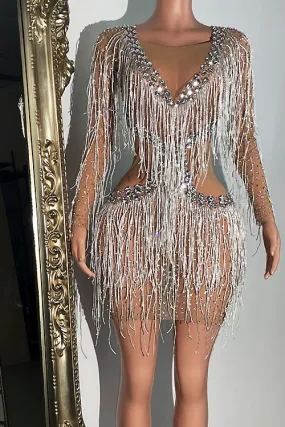 Saturn Diamante Tassel Dress