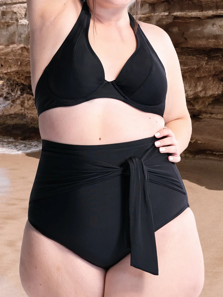 Shapermint Essentials High-Waisted Tie Belt Swim Bottom